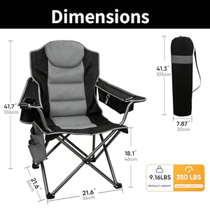 Chaise de pêche portable pour l'extérieur et les voyages avec accoudoirs rembourrés, sac de rangement, porte-gobelet, chaise pliante pour le camping, la plage et la pêche à la ligne - Product Image 6