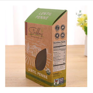 Biodegradable craft paper boxes for pasta packing with clear window Custom logo grain product packaging box