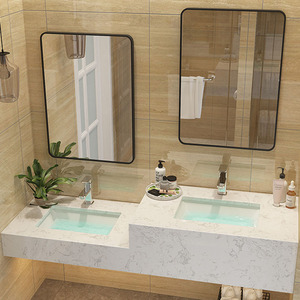Customized Dự Án Fossil Marble Double Sink Phòng Tắm Vanities Để Sử Dụng Công Cộng - Product Image 3