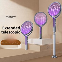 Nouveau modèle 2026 – Raquette anti-moustiques électrique télescopique, rotative et pliable, à fixation murale, pour usage domestique – Appareil anti-moustiques