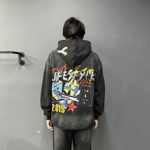 男性用無地スウェットスーツパーカー & パンツセットカスタムパターンスプレーカリウムデジタルプリントパーカースーツ - Product Image 6