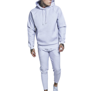 Chándal con capucha azul claro para hombre, de manga larga, color sólido, informal, con cordón ajustable, 100% algodón poliéster, chándal de tela gruesa. - Product Image 4