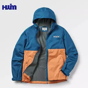 Auming bán buôn không thấm nước tái chế Polyester biểu tượng tùy chỉnh áo gió thoáng khí ánh sáng-trọng lượng bên dây kéo túi áo khoác cho nam giới