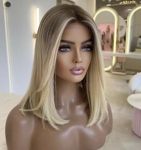 <span class=keywords><strong>Parrucca</strong></span> 13x4 Ombre Biondo Cenere Liscia con Pizzo Frontale Pre-Piumata Senza Colla, in <span class=keywords><strong>Capelli</strong></span> Umani, per Donna - Product Image 3