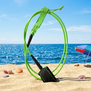 Laisse de planche de surf OEM personnalisée vert lime 7mm en <span class=keywords><strong>Super</strong></span> PU marin avec doubles rotules pour SUP et shortboard - Product Image 1
