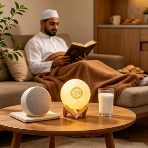 Lampe de chevet LED Coran avec capteur tactile, horloge Azan, Bluetooth, chargement USB - Product Image 3