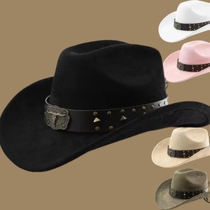 رائج جديد جلد مدبوغ نشمر حافة بيع بالجملة قبعة المكسيك فيدورا من المصنع مباشرة قبعة غربية للجنسين - Product Image 1