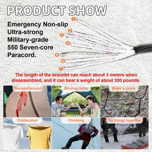Pulsera <span class=keywords><strong>Paracord</strong></span> de supervivencia táctica ajustable multiusos con logotipo personalizado con linterna - Product Image 5