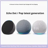 Speaker Pintar Alexa Generasi ke-5 Echo Dot 5 dengan Lampu LED RGB, Aksesori Home Theatre Bertenaga Baterai