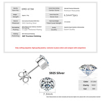 Boucles d'oreilles clous tendance en argent 925 plaqué or, serties de moissanite VVS GRA de 2 carats, taille ronde, style fantaisie, pour bijouterie fine