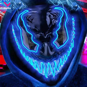 T-worthy 2022 Halloween <span class=keywords><strong>Venom</strong></span> LED Masque Effrayant Light-Up EL Wire Costume pour Mascarade Cosplay Party Nouveau Design PVC Matériel - Product Image 5