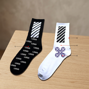 Chaussettes d'école personnalisées pour équipes, rayées noir et blanc, avec logo imprimé numériquement, respirantes, décontractées, pour adultes, style classique, été - Product Image 3