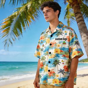 <span class=keywords><strong>Camicie</strong></span> e Pantaloncini da Spiaggia Personalizzati per <span class=keywords><strong>Uomo</strong></span>, Stile Hawaiano, Estivi, Casual, ad Asciugatura Rapida, Traspiranti, 100% Poliestere, con Bottoni - Product Image 2