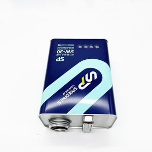 Bidon d'huile moteur en fer blanc de 4 litres, carré et rectangulaire, avec impression offset et bouchon à vis - Product Image 3
