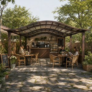 Pergola <span class=keywords><strong>de</strong></span> terrasse en aluminium avec toit en polycarbonate |   Abri <span class=keywords><strong>de</strong></span> restauration en plein air pour restaurant, hôtel, terrasse, cour - Product Image 2