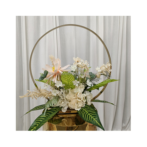 Décoration de mariage, accessoires, support de fleurs en <span class=keywords><strong>fer</strong></span> <span class=keywords><strong>forgé</strong></span>, chemin de fleurs, support de fleurs doré, centre de table rond en métal - Product Image 1