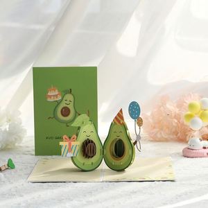 Nouvelles cartes pop-up en papier artisanal avec un adorable avocat pour un joyeux anniversaire - Product Image 2