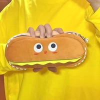 Hamburger personnalisé en peluche papeterie dessin animé mignon pain porte-crayon pour adolescentes et sac à cosmétiques style mascotte faisable