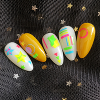 En stock, vente en gros, autocollants fluorescents pour nail art, autocollants brillants pour filles, couleurs néon, accessoires de luxe pour ongles