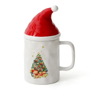 Großhandel Bulk Vintage 3d benutzer definierte Weihnachts baum Design Becher Tasse Keramik Weihnachten Kaffeetasse
