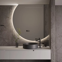 Jinghu moderne LED salle de bain rétroéclairé miroir IP44 ovale gradable luminosité bouton tactile Anti-buée hôtel meubles fournitures sanitaires