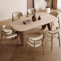 Ensemble de table et chaises de salle à manger en bois massif avec plateau en marbre rectangulaire moderne et luxueux, 4 à 6 places, meubles de cuisine et de salle à manger, designs élégants