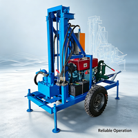 Plateforme de forage de puits d'eau efficace de 150 m, entraînée par un compresseur d'air, pour une installation rapide de systèmes d'eau souterraine