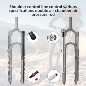 Fourche avant de VTT de remplacement 26/27,5/29 pouces pour vélos de route, en alliage d'aluminium, débattement de 120 mm, chambre à air, tige d'amortissement, fourche à câble/à bras - Product Image 6