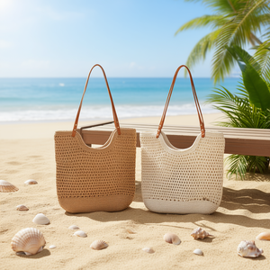 Borsa a Tracolla in Corda di Cotone 40x39cm, Borsa Intrecciata Naturale da Donna - Product Image 2