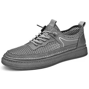 Design personalizado OEM serviço malha couro genuíno verão homens fechados toe mão feita couro sapatos casuais