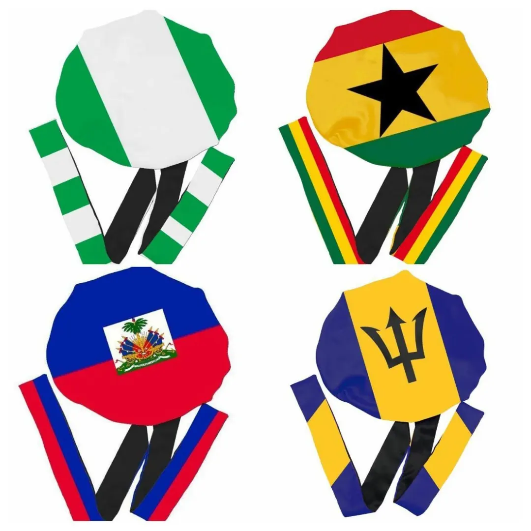 Amostra grátis baixo logotipo personalizado venda inteira bonnets longa fecho de caribãos haitano bandeira bonnets
