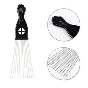 Peigne Afro en métal noir à dents larges, résistant à la chaleur, avec picots en acier inoxydable et manche en plastique, pour coiffure, logo personnalisé - Product Image 5
