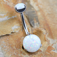 Ewig haltbarer ASTM F136 Nabelpiercing aus Titan mit Opalstein