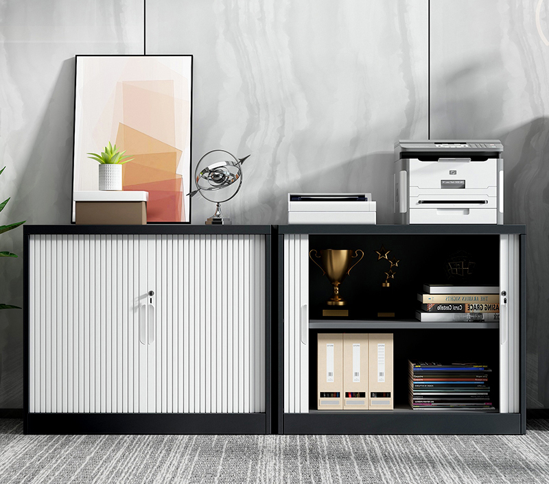 760 Rolling Door Cabinet Black and White