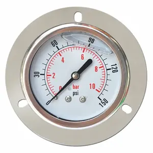 63 mm 10 bar Stainless steel shockproof pressure gauge with back flange