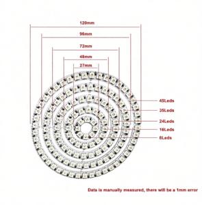 Panel de Luz LED RGB WS2812B DC5V Personalizado - Píxeles Individuales de 8/16/24/35/45/128 con Módulo de Anillo LED RGB WS2812 IC 5050 - Product Image 2
