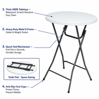 Table de bar haute pliable moderne, gain de place, table ronde pour cocktails, idéale pour les mariages et la restauration
