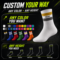 Chaussettes de sport mi-mollet rayées personnalisées avec texte de marque, respirantes, pour hommes, pour l'entraînement de basketball, avec logo personnalisé, chaussettes de sport montantes