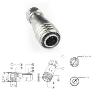 Connecteur d'alimentation RF en laiton robuste SF16 Push-Pull autobloquant à base carrée mâle/femelle 2-10 <span class=keywords><strong>broches</strong></span> IP65 - Product Image 3