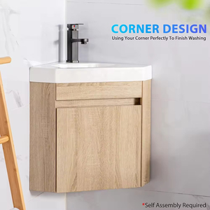 Muebles Mdf pequeño baño colgante armario <span class=keywords><strong>de</strong></span> pared baño flotante vanidad triángulo baño <span class=keywords><strong>esquina</strong></span> fregadero - Product Image 3