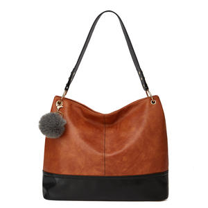 Sac fourre-tout en PU grande capacité avec fermeture éclair, style rétro européen et américain, motif uni, design tendance pour femme, usage quotidien - Product Image 1