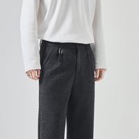 Pantalon en tweed mélangé laine pour homme, chaud et épais, taille haute, coupe ample, style décontracté chic, idéal pour l'hiver
