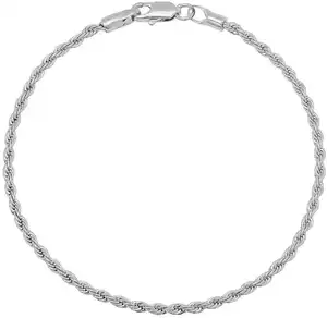 Cadena de cuerda trenzada de 925mm de plata de ley 1,8 de alta calidad, collar de cadena de cuerda italiana trenzada para hombres