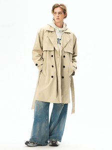 Cappotto Lungo Invernale da <span class=keywords><strong>Uomo</strong></span> Stile Inglese Vintage Decorato Sottile e Traspirante Antirughe Nuovo Modello Autunnale <span class=keywords><strong>Doppiopetto</strong></span> - Product Image 2