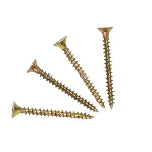 באינטרנט מכירות OEM 5.0X40mm עץ בורג צהוב אבץ מצופה כפול שטוח ראש מלא חוט Countersunk Pozi כונן ברגים סיבית