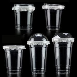 Gobelets en plastique jetables transparents 330 ml, gobelet à jus en plastique jetable avec couvercle, gobelets en plastique - Product Image 1