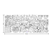 Nappe géante à colorier Joyeuses Pâques 30"x72" – Poster à colorier Lapin et Œuf de Printemps pour activités artistiques de peinture et dessin DIY