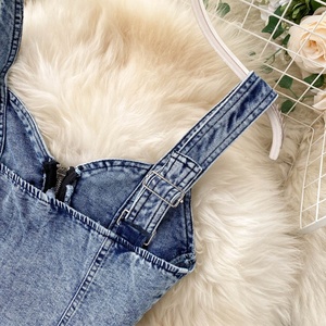 2025 di vendita calda da donna 2 pezzi in Denim con motivo solido Casual gonna Midi con bottone Design gonna di jeans a matita primavera - Product Image 6