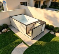 Piscine modulaire en acier étanche de luxe pour jardin, piscine à immersion préfabriquée avec marches et armoire à équipement