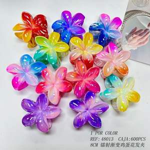 Pince à cheveux Frangipani à dégradé laser de 8 cm pour femmes et filles, accessoire capillaire coloré en forme de fleur - Product Image 3